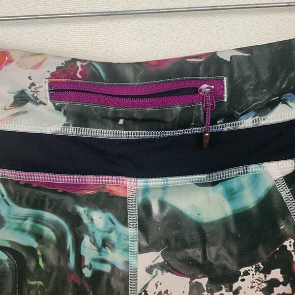 Lululemon size 8 Run inspire crop II leggings luxtreme white pink splatter mesh - Picture 8 of 13